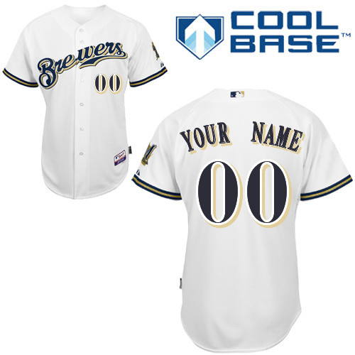Customized Milwaukee Brewers MLB Jersey-Men's Authentic Home White Cool Base Baseball Jersey